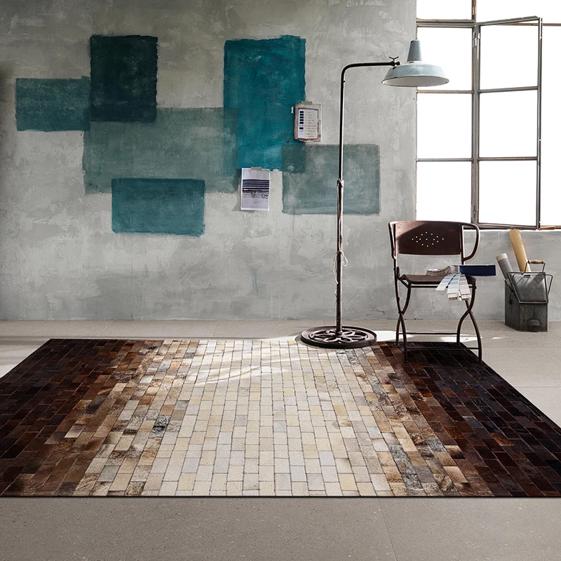 Genuine Leather Brown Patchwork Cowhide Rug CR-52