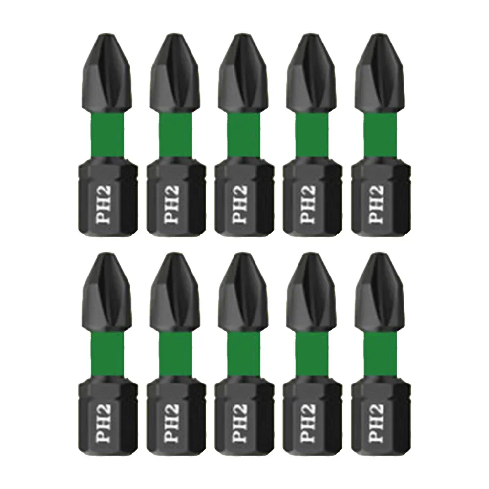 10pcs 25mm Screwdriver Bit Set Non-Slip PH2 Magnetic Batch Head Cross Screwdriver Bits Hardness Impact Drill Screwdriver Bit