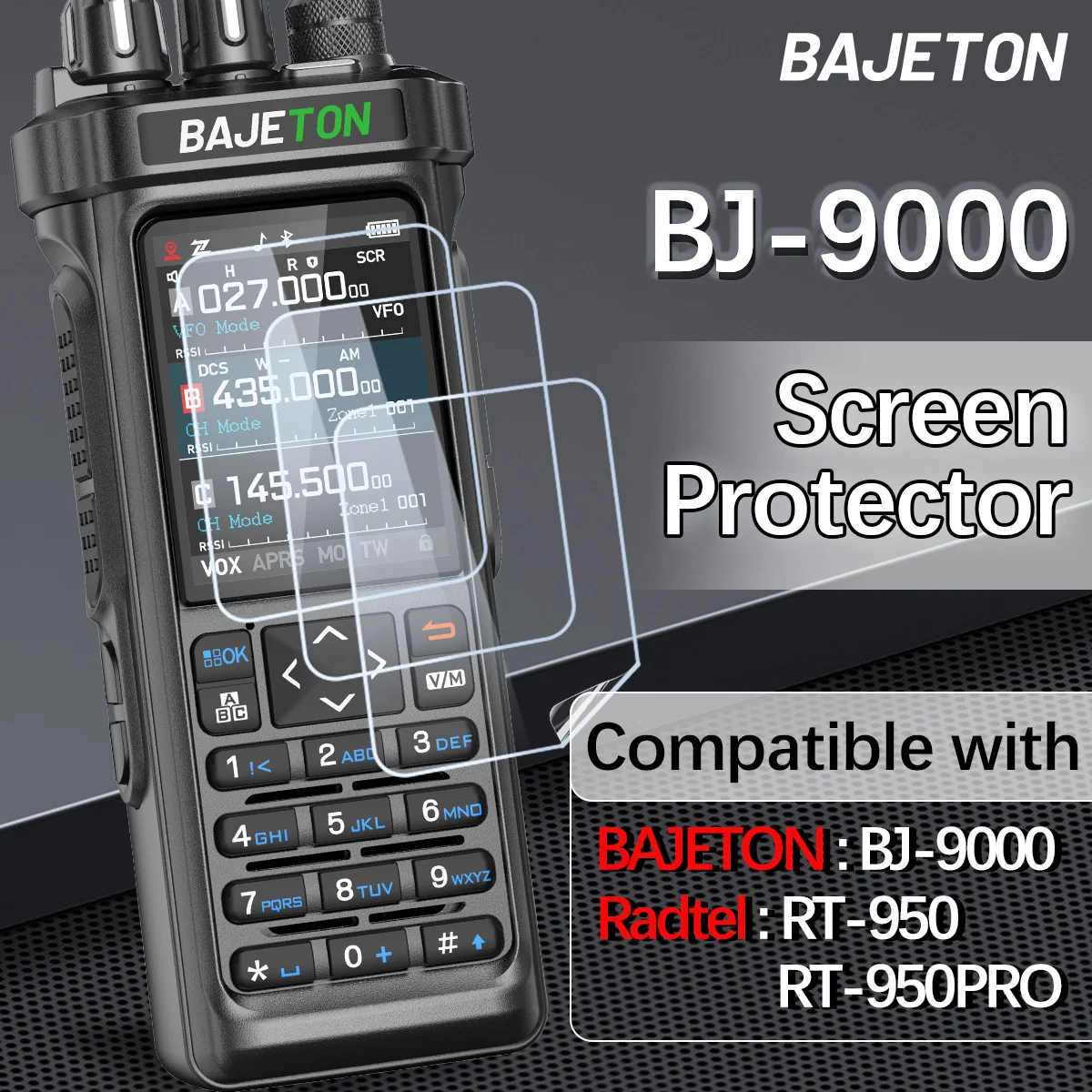 BAJETON BJ-9000 Screen Protector Cover Walkie Talkie Film Anti-Scratches Compatible With Radtel RT-950 PRO RT-950 Ham Radio