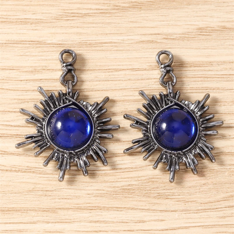 5 Stück 24x32mm Niedliche Bunte Kristall-Metall-Sonnenanhänger für Halsketten, Ohrringe, Armbänder, DIY-Bastelzubehör, Schmuckherstellungszubehör – Detail 22