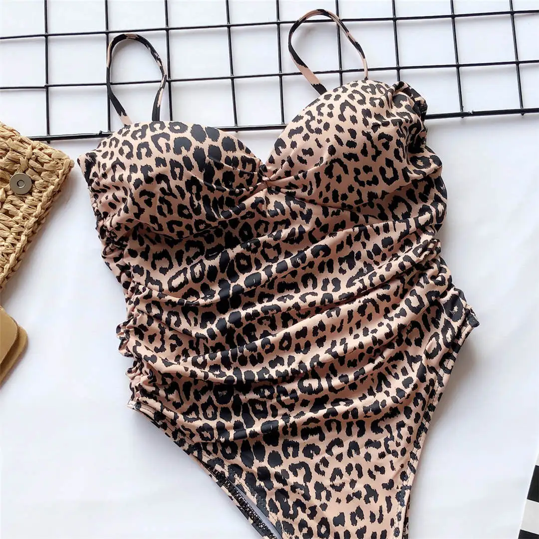 Neuer, sexy, hoch geschnittener, Leopardenmuster-BH, Push-up-BH, einteiliger Badeanzug, Damen-Badebekleidung, Bandeau-Badeanzug, Badeanzug für Damen, V1654SW – Detail 27
