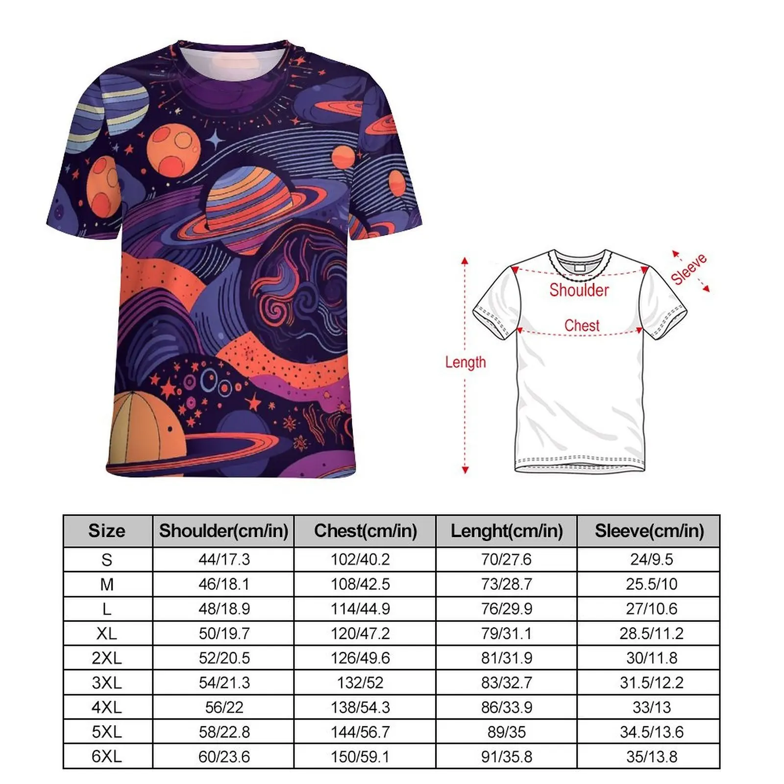 Colorful Space Print T Shirt Nebula Haze Vintage T-Shirts Mens Kawaii Tee Shirt Summer Short Sleeve Custom Tees Big Size 5XL 6XL
