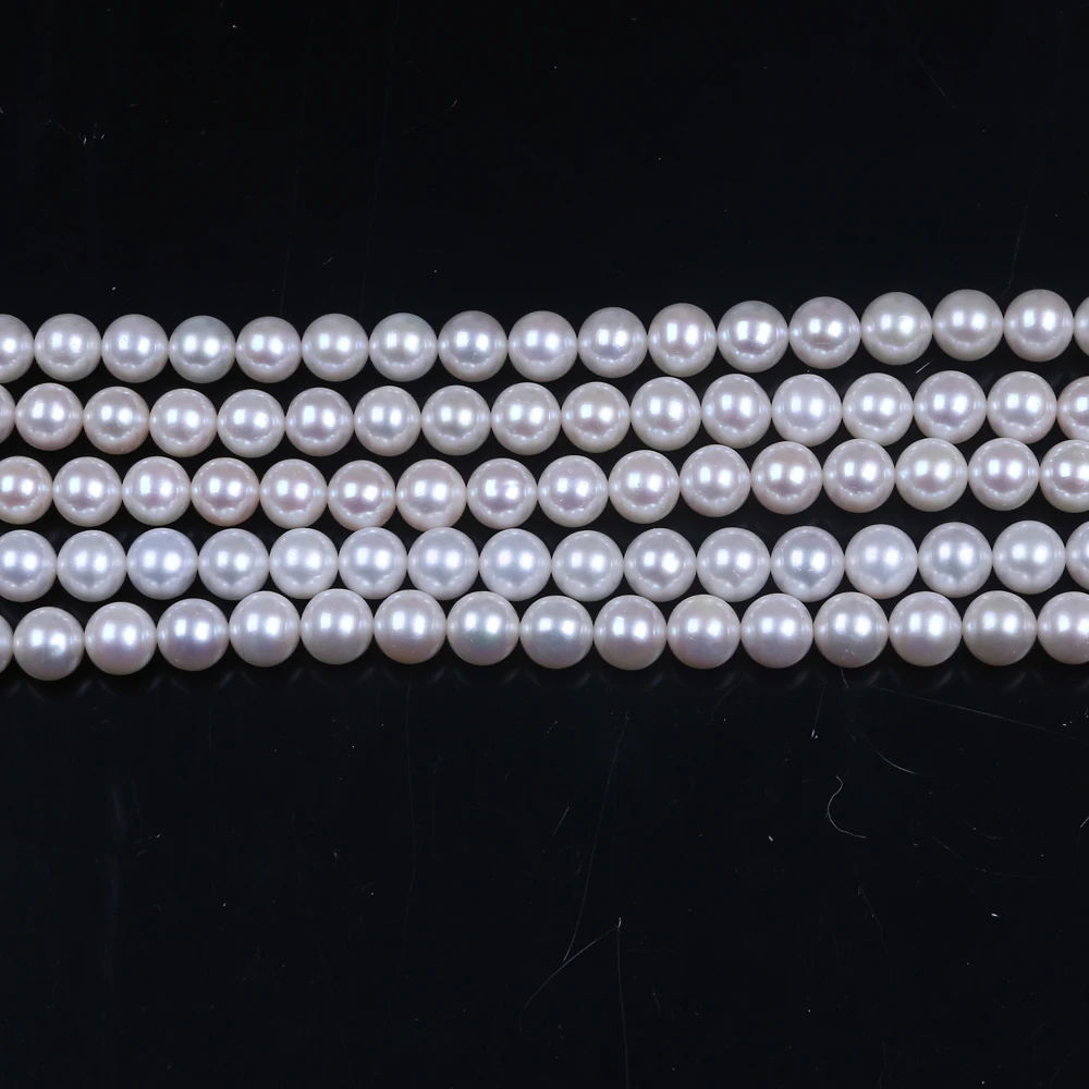 

Cultured White color round freshwater pearl strand for necklace