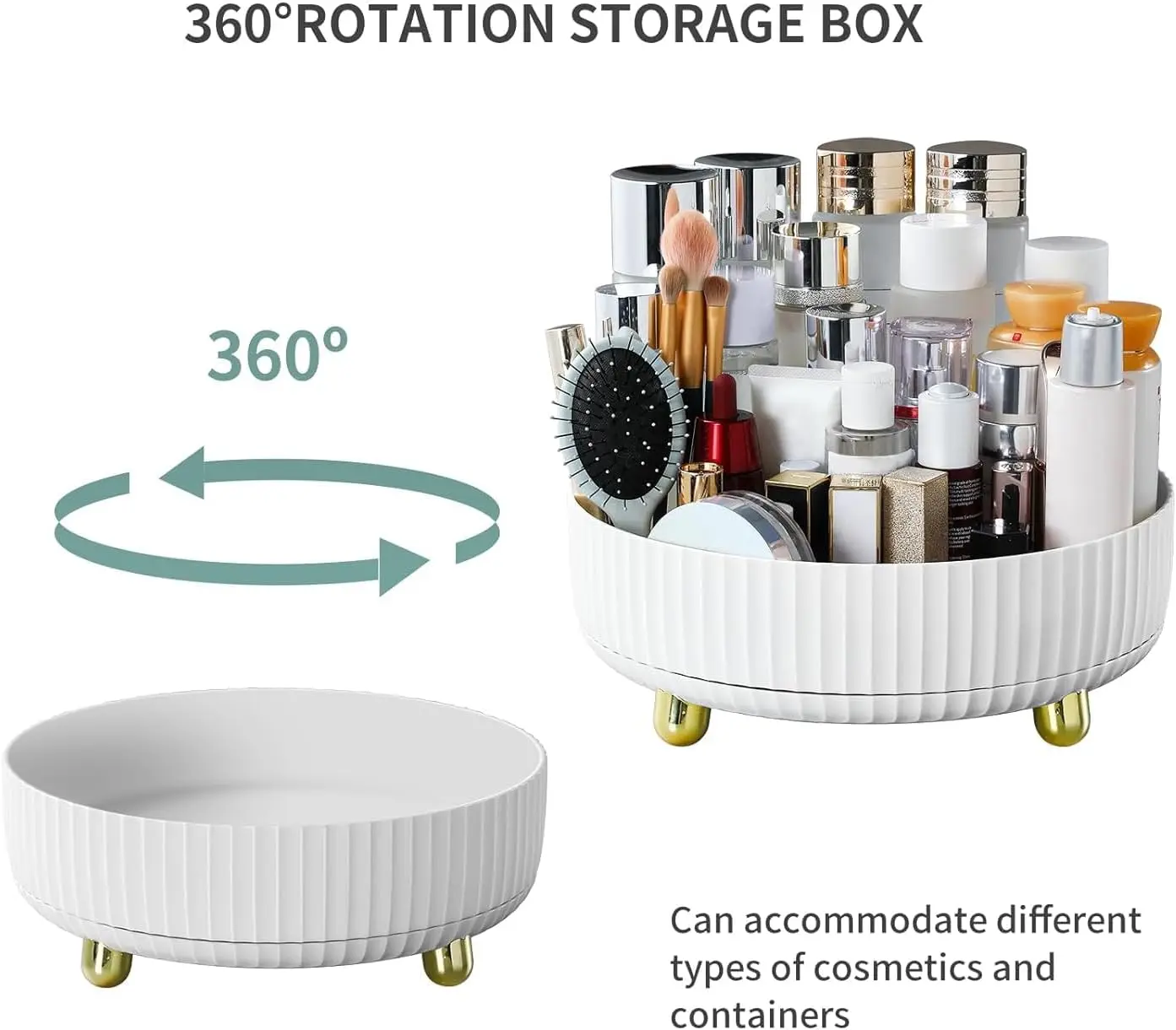 360 Degree Rotating Makeup Perfume Organizer Lazy Susan Cosmetic Desk Storage Lotion Display Case Round Tray Large Capacity For Jewelry