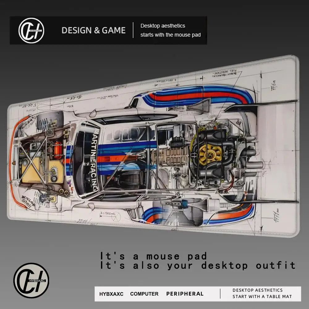 Racing Car Pattern Mouse Pad Large Rubber Base Anti-slip PC Desk Accessories Mousepad for Office & Gamer Keyboard Mats Decor Mat