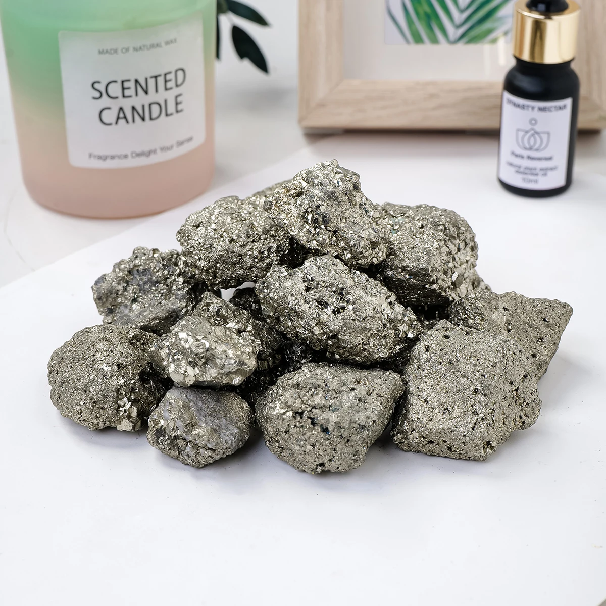 Natural Pyrite Cluster Rough Stone Chalcopyrite Mineral Specimen Reiki Healing Crystal Wealth Energy Home Desktop Decor Gift