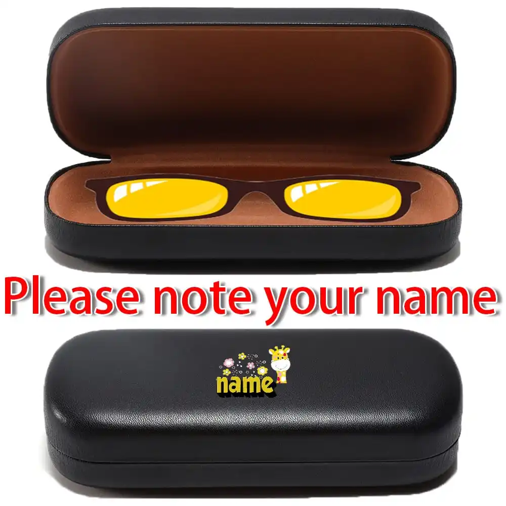 

Customized Name Spectacle Case PU Women Glasses Box Sunglass Organizer Hard Shell Protective Portable Container Storage Purse