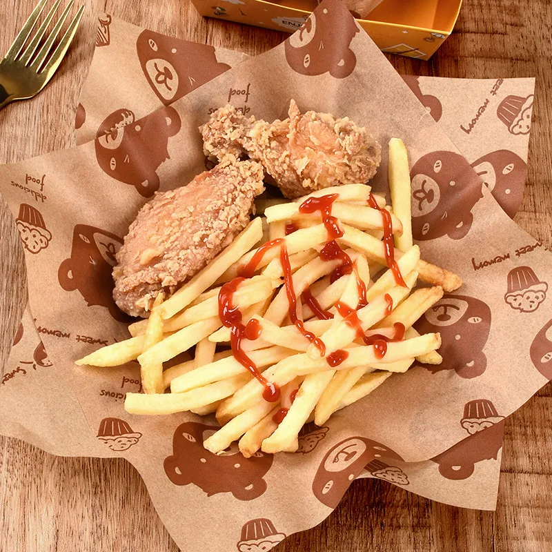 50Pcs Kitchen Food Wrapping Paper For Bread Burger Fries Basket Nonstick Wax Paper Baking Sandwich Paper