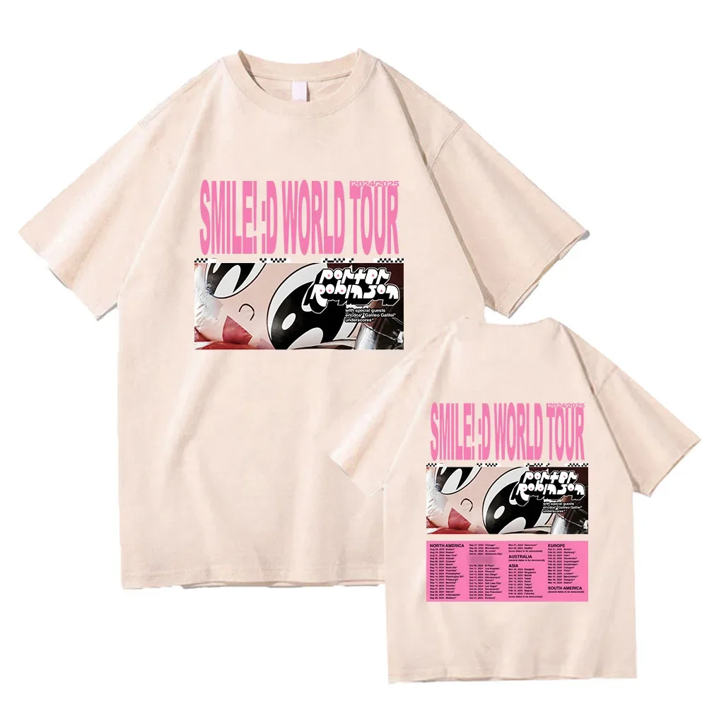 Porter Robinson Smile World Tour 2024/2025 T-shirt Divertente cartone animato Stampa grafica Tee-shirt in cotone Donna/Uomo Abbigliamento Estate Tee