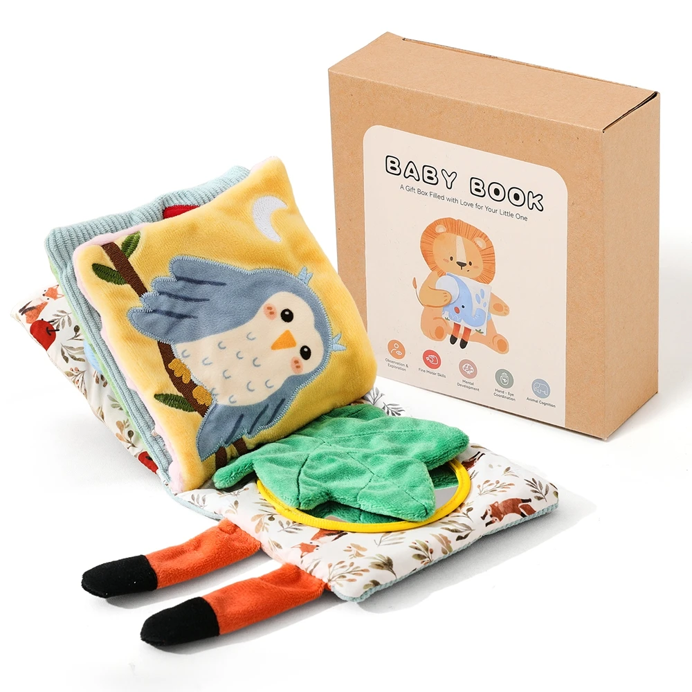Babyspielzeug, Stoffbuch, frühes pädagogisches Baby, 0–12 Monate, sensorisches Spielzeug, weiche Bücher, Spielzeug, flauschiges Cartoon-Elefant-Bücher-Spielzeug