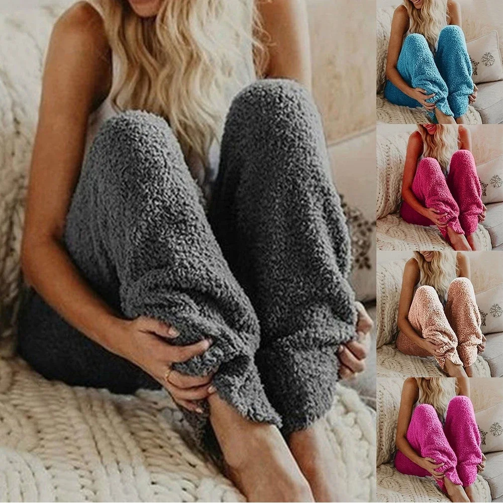 

Warm Fleece Pants Women's Casual Home Trousers Coral Fleece Loose Comfortable Plush Pants Autumn Winter Female Clothes