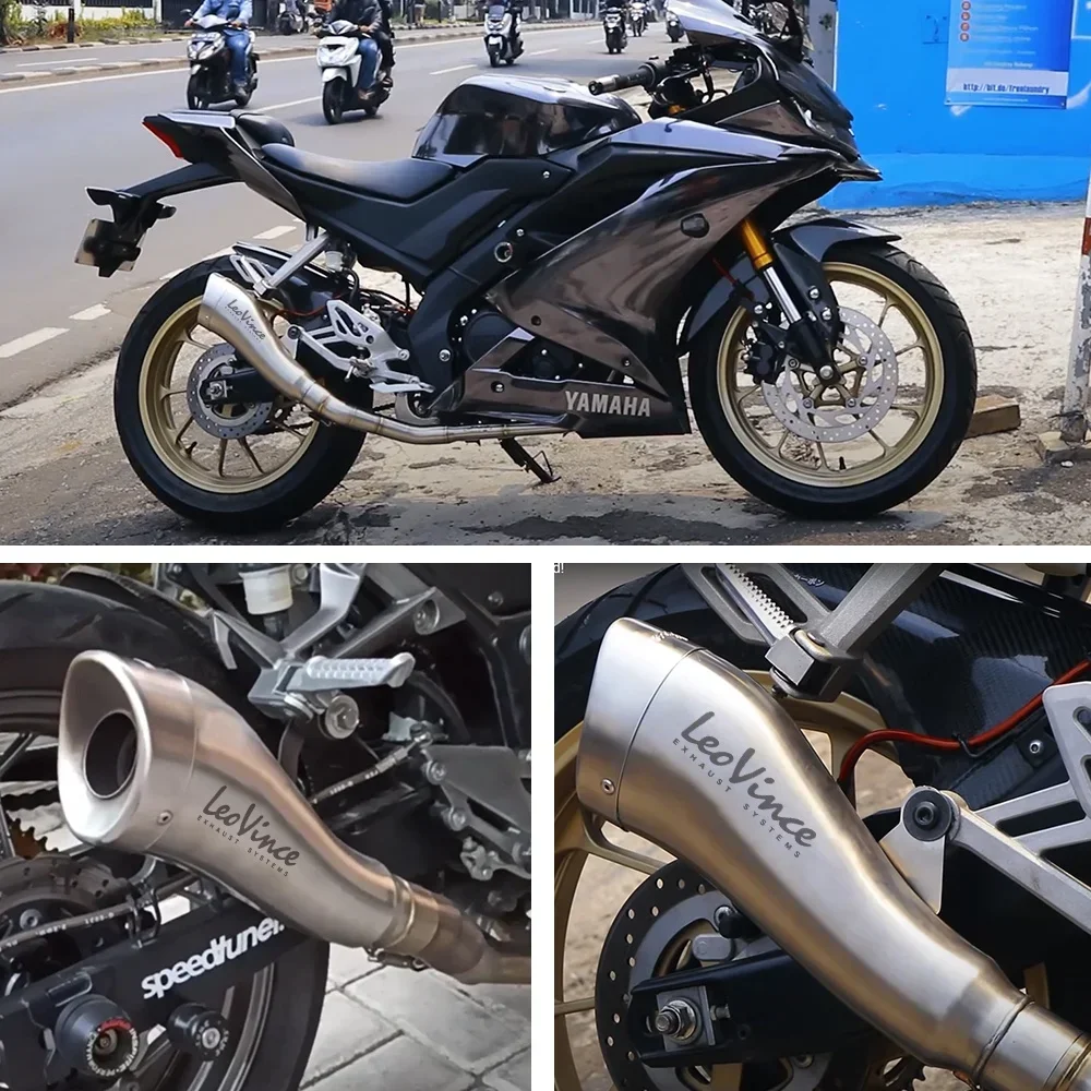 S T Motorfiets Uitlaat LEOVINCE Scooter Gemodificeerde Uitlaat Pijp Sport Bike R15v3 R25V3 MT09 Z800 Z900 R1 Akrapovic