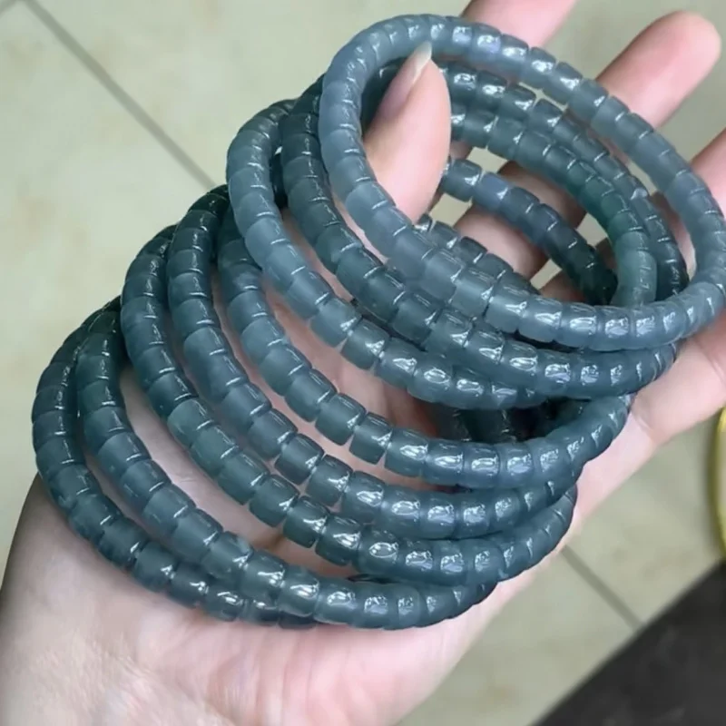 Natural Jadeite A-grade bracelet with good texture, fine jade quality, translucent and stylish, versatile