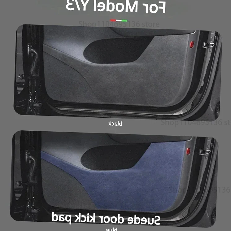 

Новый! 4 шт. защитная накладка на дверь автомобиля для Tesla Model 3 Model Y 2017-2023, отделка автомобильных дверей, аксессуары из замши из алькантары