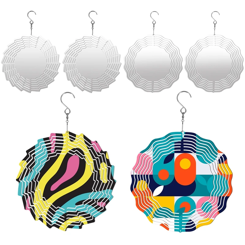 

6Piece 8 Inch 3D Wind Spinner Hanging Sublimation Wind Spinners For Garden Indoor Outdoor Window Decor Patio Deck Displays