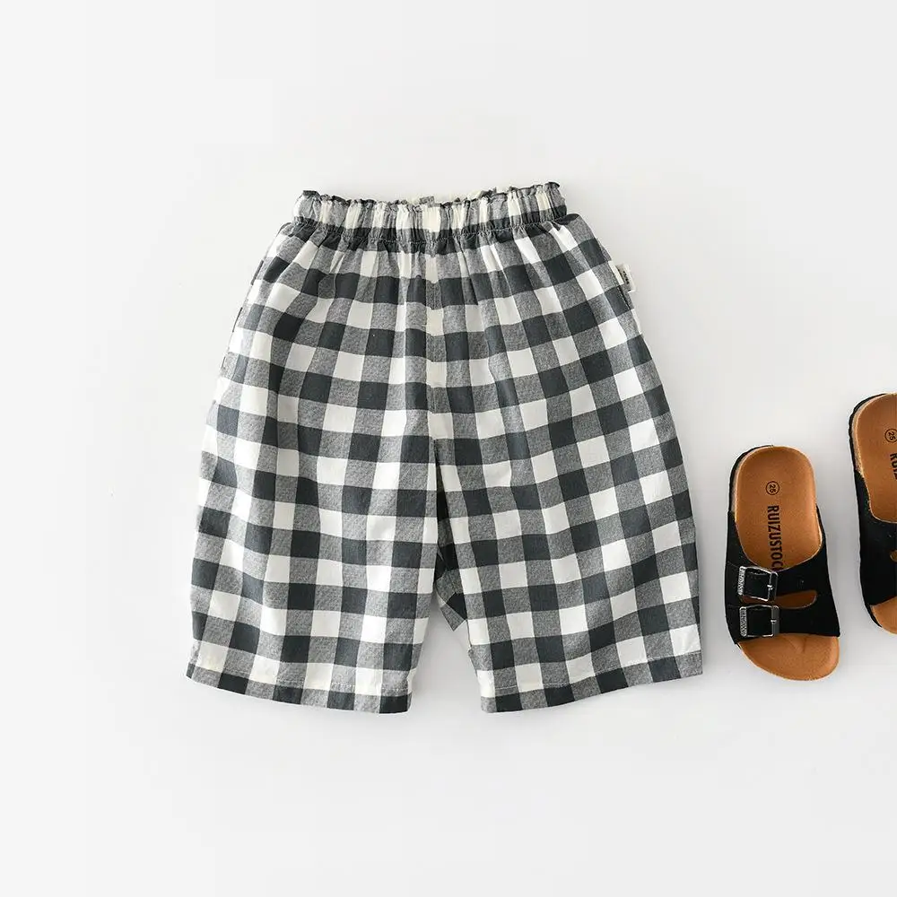 2026 Summer New Children Plaid Shorts Cotton Baby Girls Thin Casual Shorts Boys Cotton Soft Five Point Pants Toddler Clothes