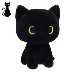 Kawaii Black Cat Plush Toy Halloween Stuffed Animal Pillow Black Cat Plush Doll Baby Toys Plushie Christmas Gift for Kids Girls