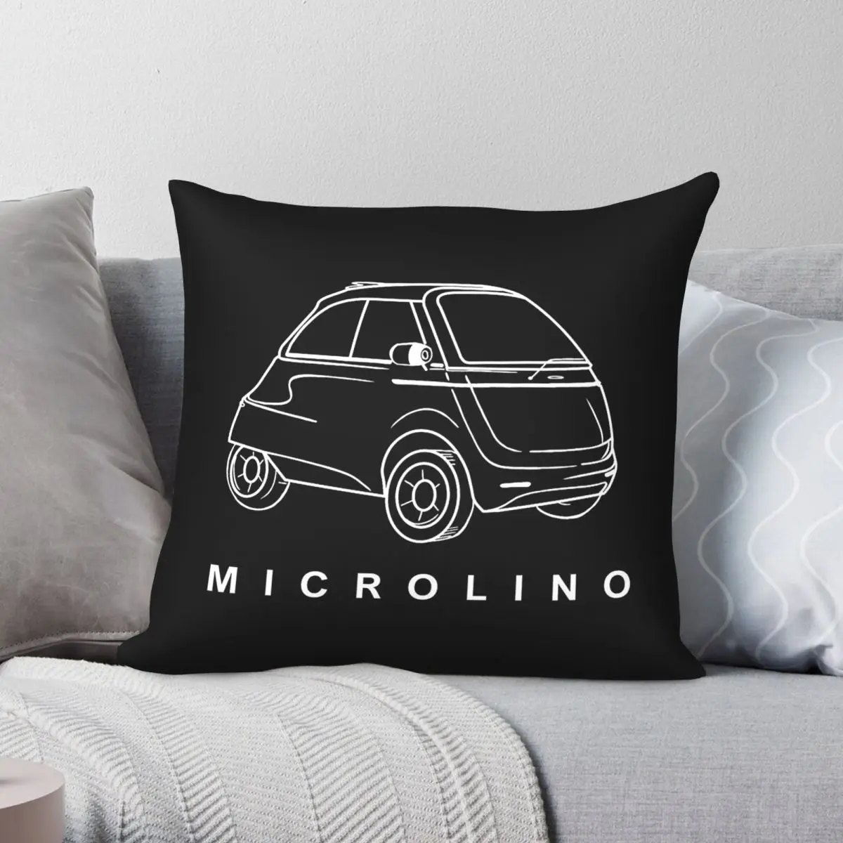 Microlino Bubble Car Pillowcase Polyester Linen Velvet Printed Zip Decorative Pillow Case Car Cushion Cover
