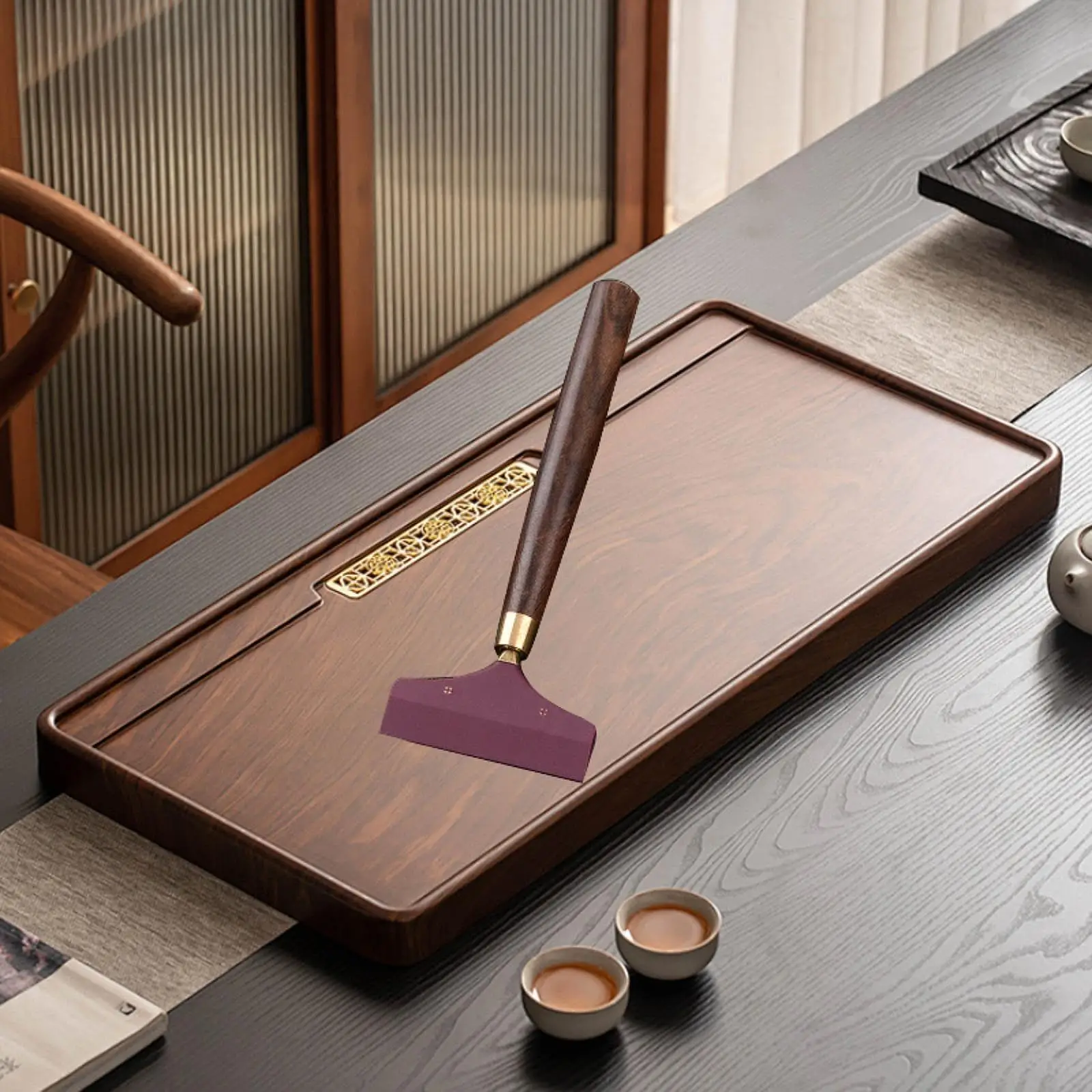 Wiper Tea Scraping Tool Tray Cleaning Tool Kung Fu Tea Accessory Wooden Squeegee Coffee Ground Cleaning for Office Hotel