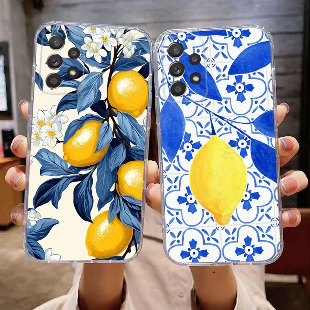 Mediterranean Lemon Phone Case For Samsung Galaxy A71,70,52,51,40,31,A50,30S,21S,Note20ultra Transparent Cover