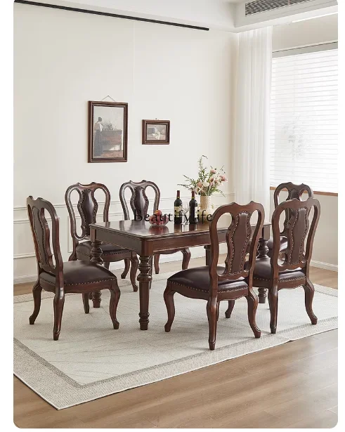 

yj19 All Solid Wood Dining Table Rectangular Black Walnut American High-End Restaurant Eating Table