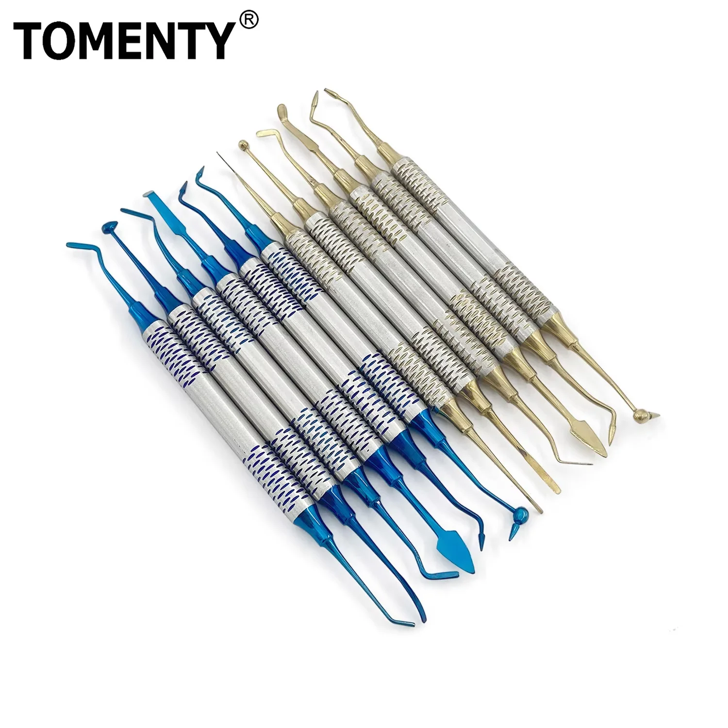 

6Pcs Dental Composite Resin Filling Spatula Titanium Plated Head Resin Filler Set Thick Handle Restoration Set Dental Instrument