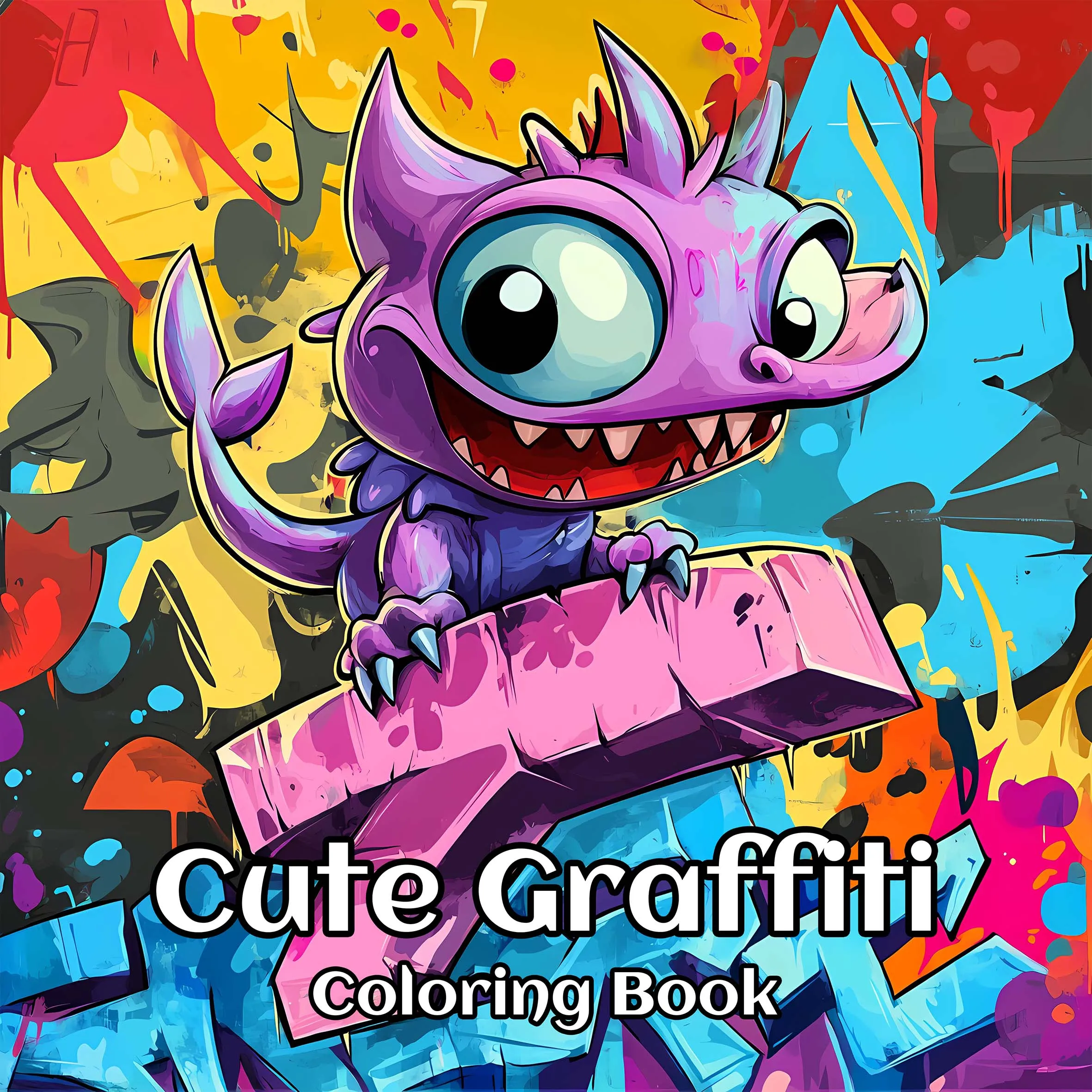 Cute Graffiti Coloring Book for Adult 24 Pages Anti-Stress Relaxation Graffiti Drawing Art Therapy Activity Book