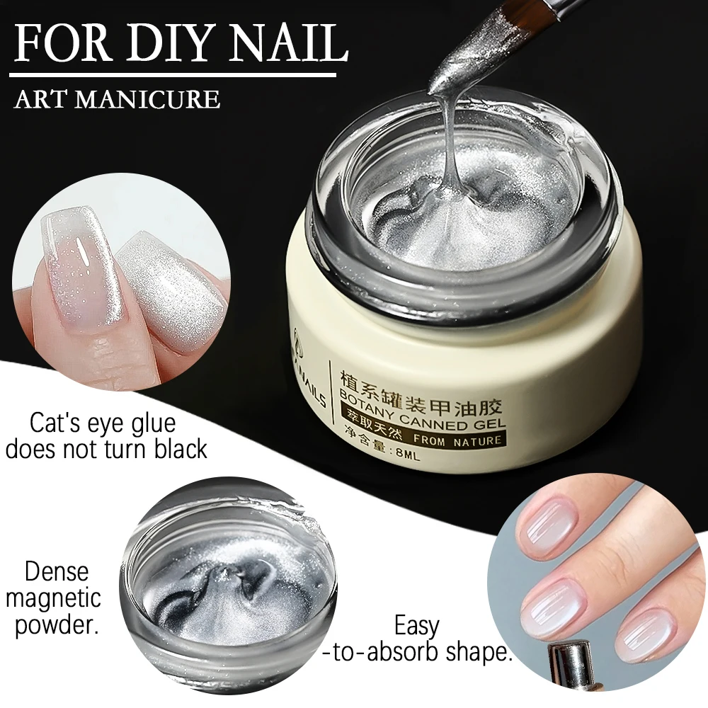 

8ml Silver White Glitter Cat Magnetic Gel Nail Polish Christmas UV Gel Nail Art Varnish Water Light Semi-Permanent Soak Off Gel*