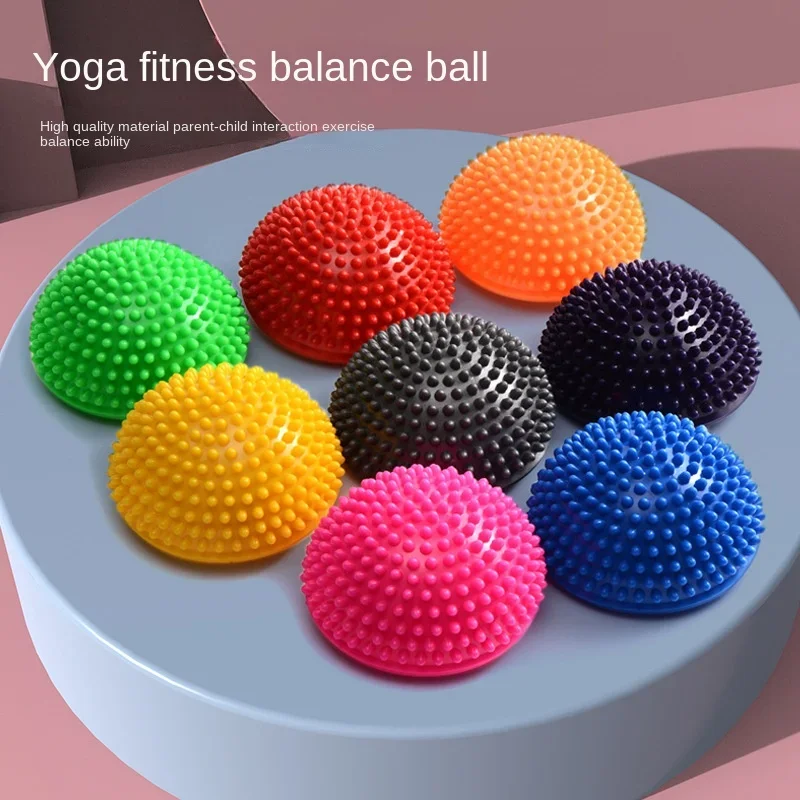 16cm Yoga Ball PVC Inflatable Massage Point Half Fit Ball Balance Trainer Stabilizer GYM Pilates Fitness Balancing Massage Ball