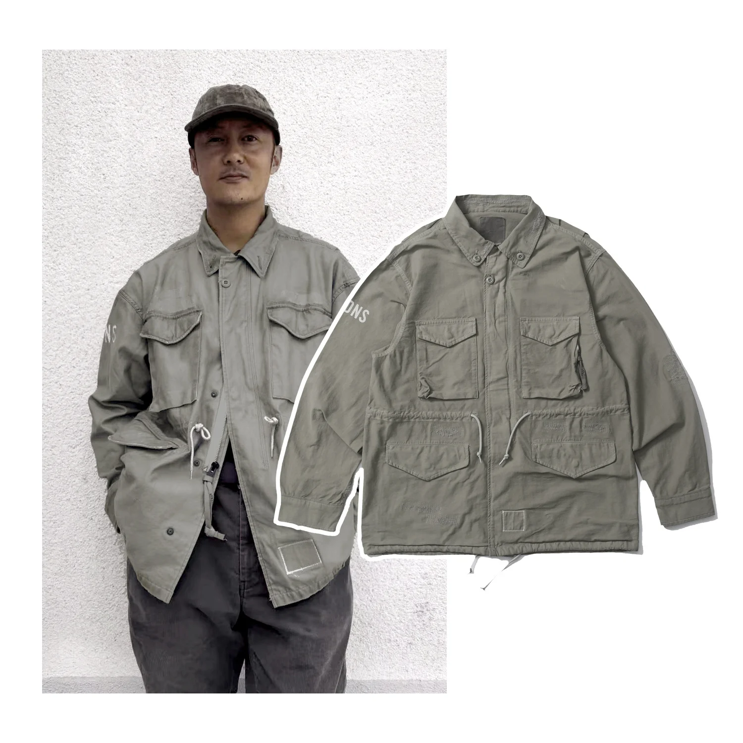 

Мужская рабочая куртка MADN в японском стиле, винтажный эффект потертости, с множеством карманов, с воротником, свободный крой, длинный рукав, хлопок