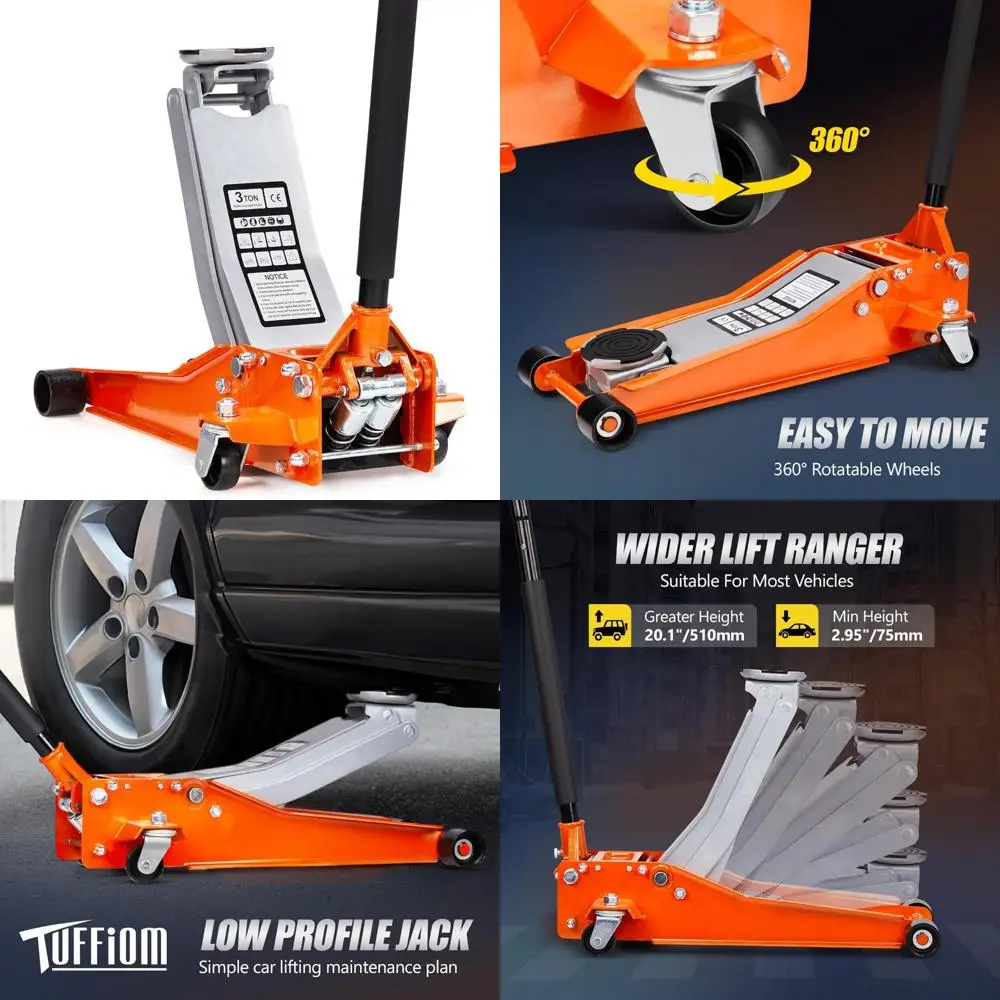 

3 Ton Low Profile Floor Jack with 2.95-20.1 Lifting Range for Garage and Workshop Vehicle Maintenance
