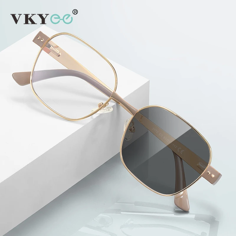 

VKYEE новые геометрические овальные модные дизайнерские женские фотохромные очки для чтения с защитой от синего света, настраиваемые очки по рецепту PFD3172