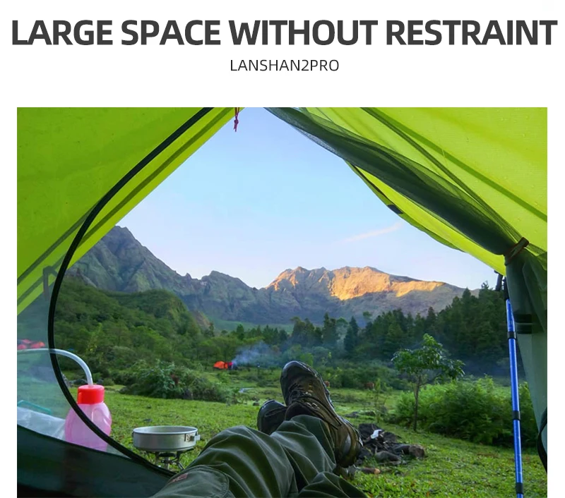 3F UL GEAR Lanshan 2pro 2026 Silpoly/Silnylon Zelt Outdoor Camping T-Reißverschluss-Tür Ultraleichtes 2-Personen-Zelt Wandern Wasserdicht Winddicht – Detail 9