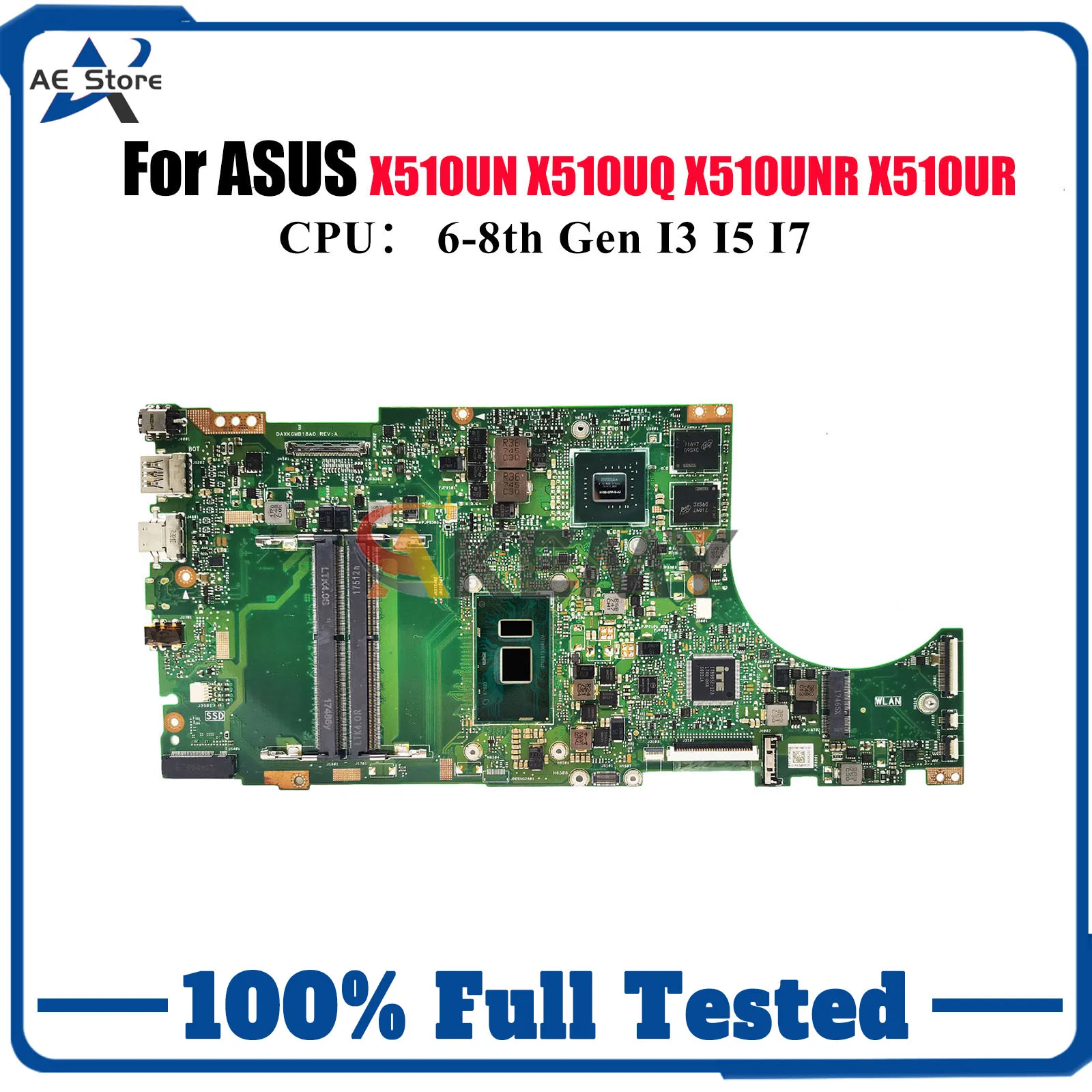 

X510UN Материнская плата для ноутбука ASUS X510UNO X510U S5100U X510URR X510UQR X510UNR X510UR X510UQ S510U A510U Материнская плата I3 I5 I7 CPU