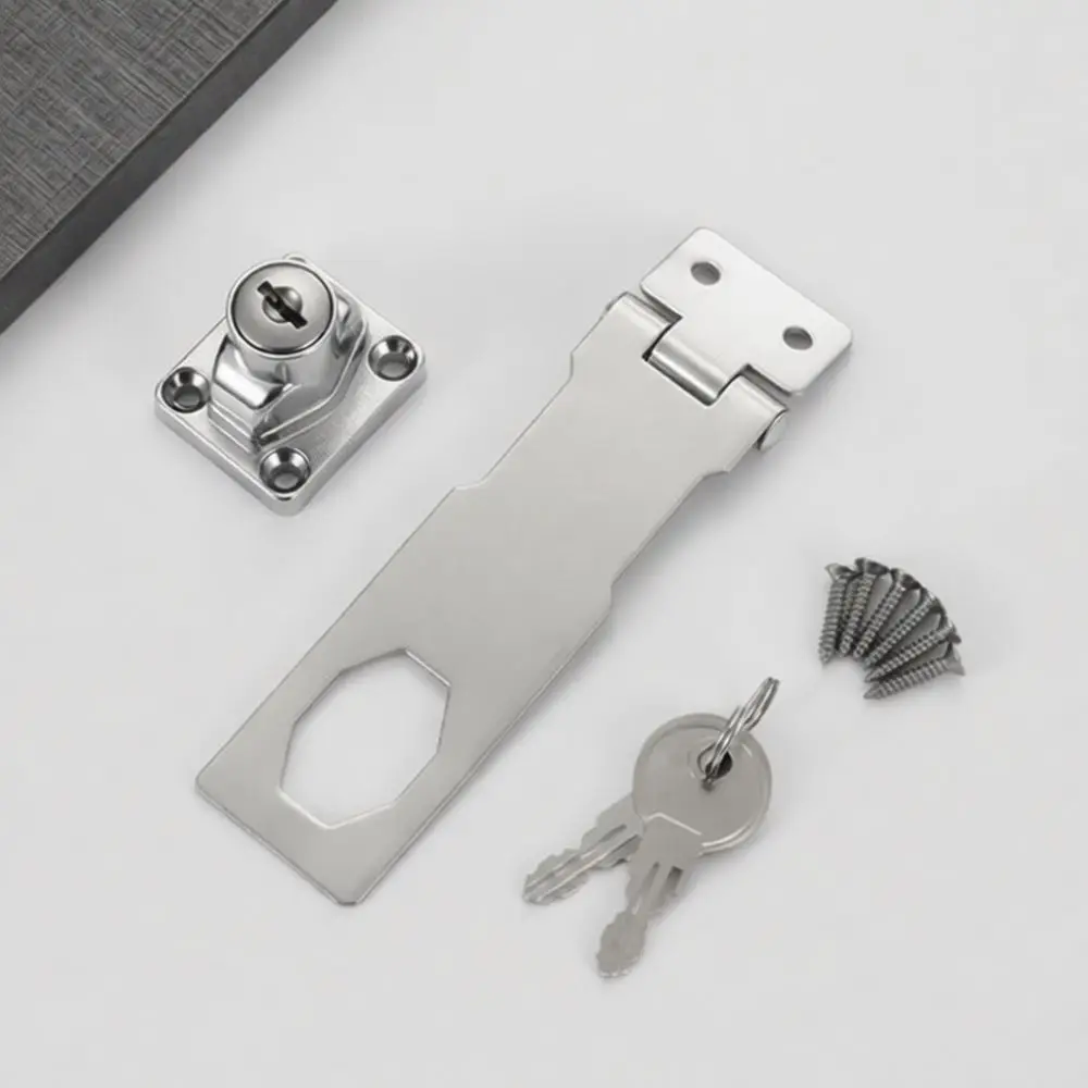 Stainless Steel Anti Theft Hasp Lock With Keys Security Latch For Cabinet Box Furniture Hardware Thickened Mounts