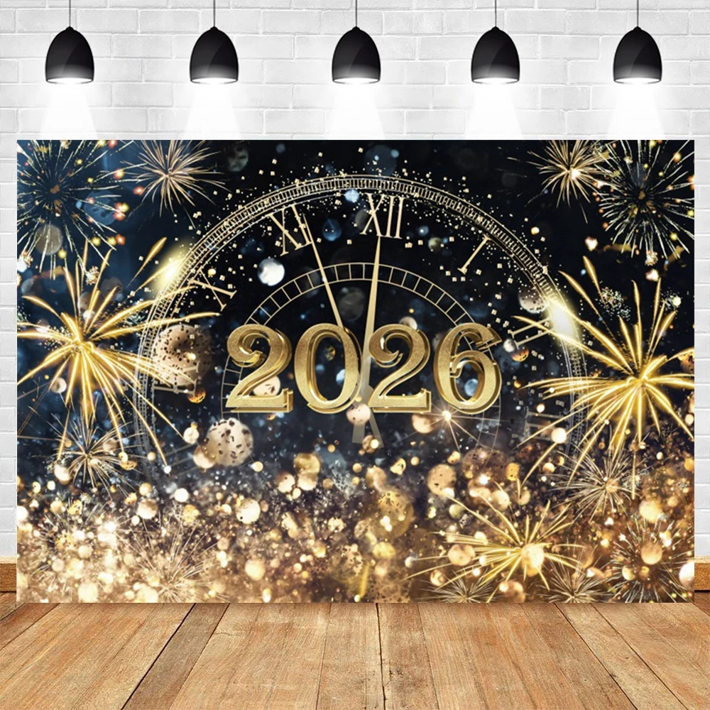 2026 Selamat Tahun Baru Latar Belakang Glitter Spot Jam Bir Fotografi Latar Belakang Keluarga Tahun Baru Pesta Dekorasi Spanduk Foto Studio Prop