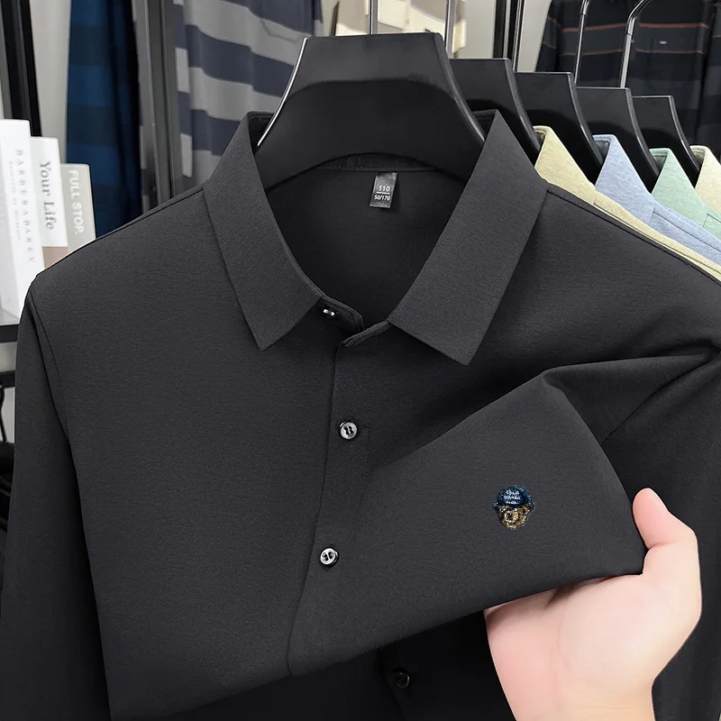 

Hot-Selling Man Long-Sleeved Shirt Lapel Single-Breasted Embroidery Spring New Shirt Fashion Versatile Leisure Men's Clothing