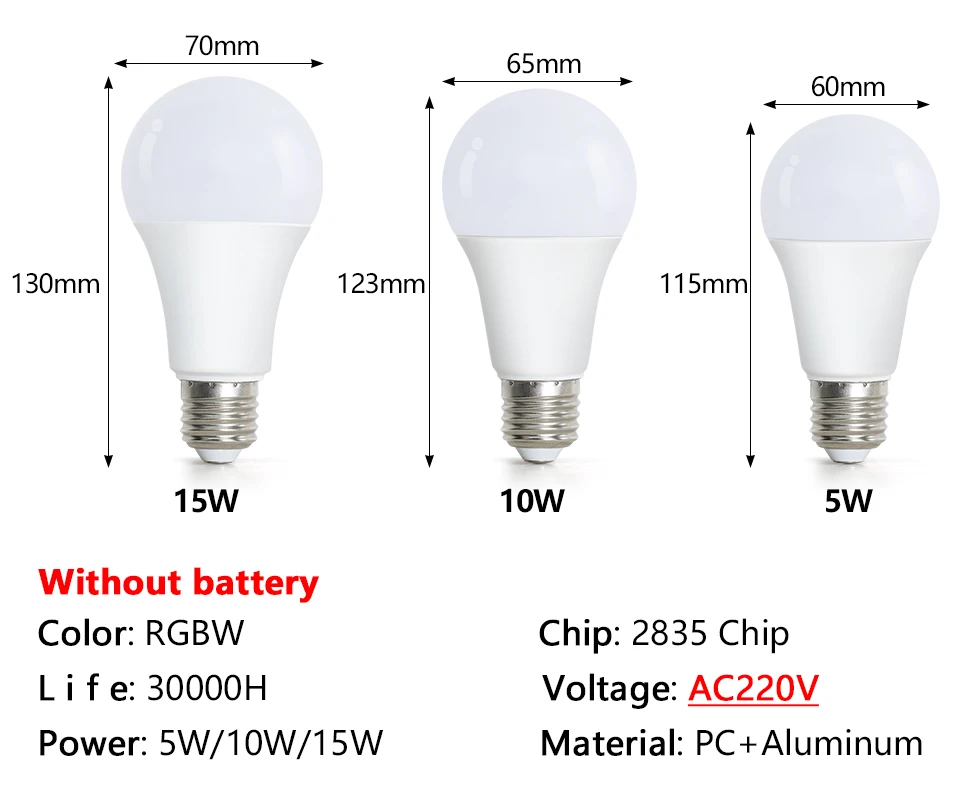 E27 LED RGB Lamp Spotlight Bulb 5W 10W 15W IR Remote Control Led Light Bulb Smart Led RGBW Lamp Home Decor LED Bulbs LED