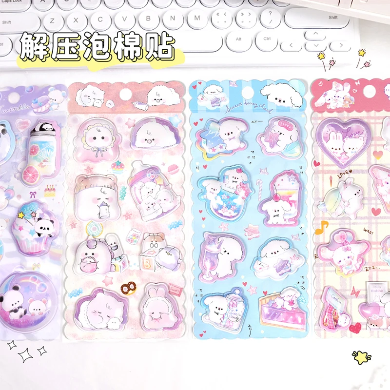 الكرتون جرو الدب الأرنب Kawaii منتفخ ملصقات ثلاثية الأبعاد سكرابوكينغ Diy بها بنفسك مجلة لطيف القرطاسية مذكرات ملصق ألبوم جوائز هدية #2