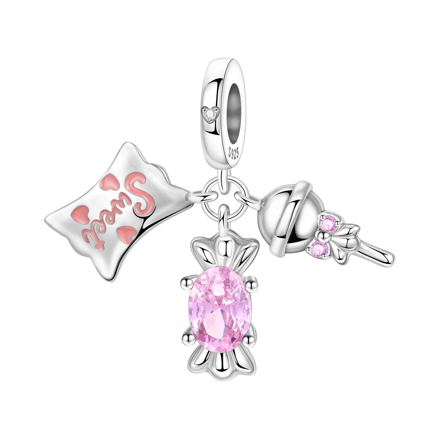 

Orstarry стерлингового серебра 925 пробы розовые конфеты еда кулон бусины оригинальные подвески браслет подвески ювелирные изделия вечерние DIY модный подарок