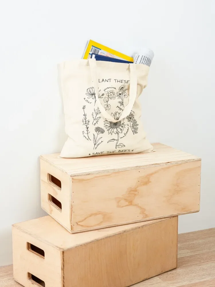 Plant These Save The Bees Tote Bag tote bag university foldable reusable bag personalized tote handbag