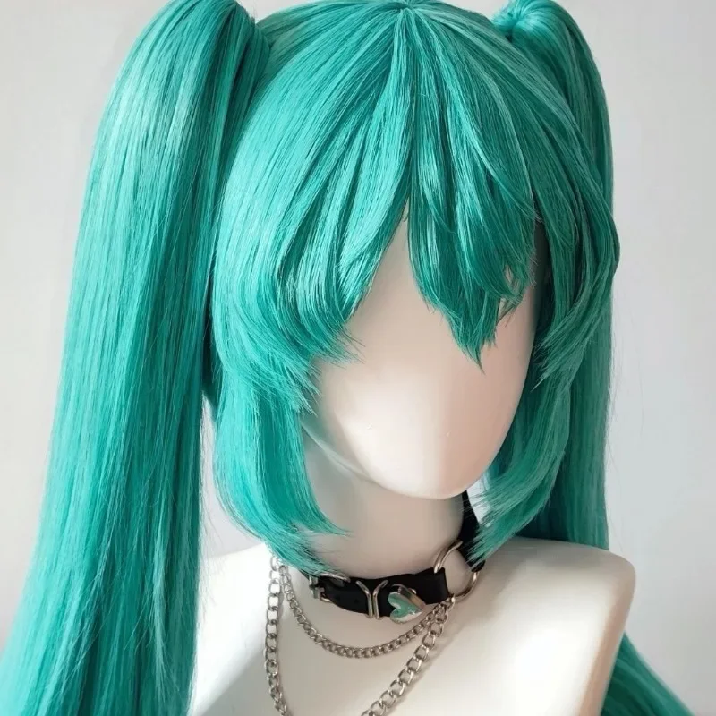 Hatsune Miku Cosplay Anime Wig Kawaii Blue Long Y2k Chip Ponytailss Halloween Party Costume Wigs Hair Clip Ponytails Wig Cap