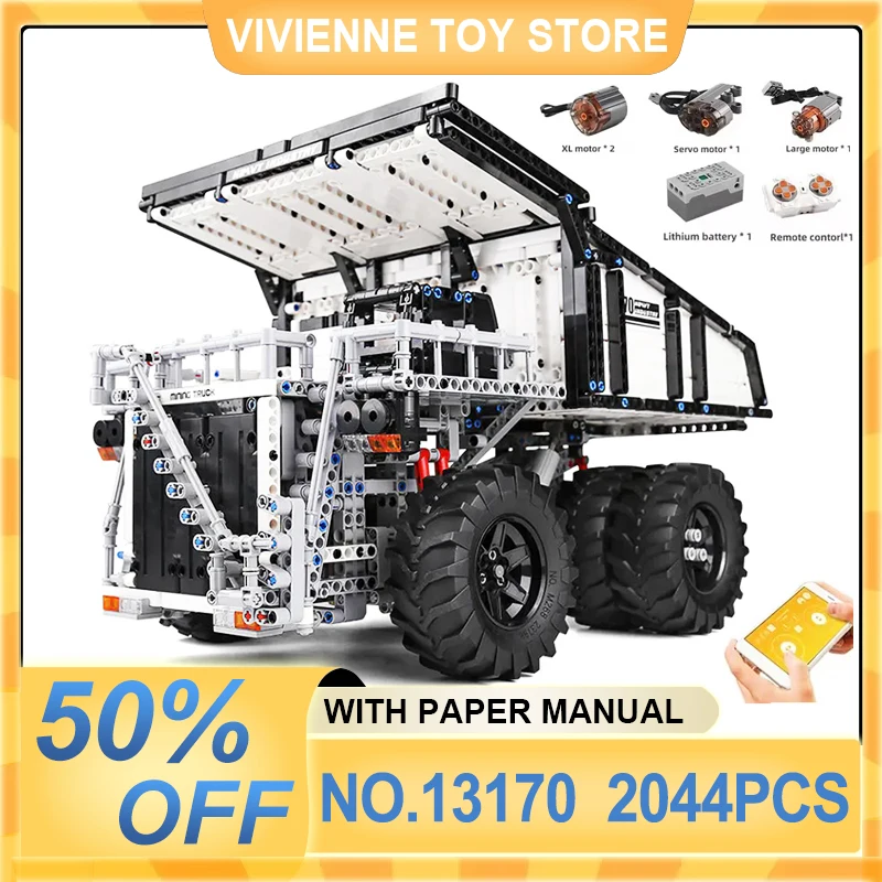 Molde rei 13170 técnico MOC-29973 terex t284 escavadeira de mineração caminhão basculante modelo carro diy blocos de construção tijolos crianças brinquedos presentes