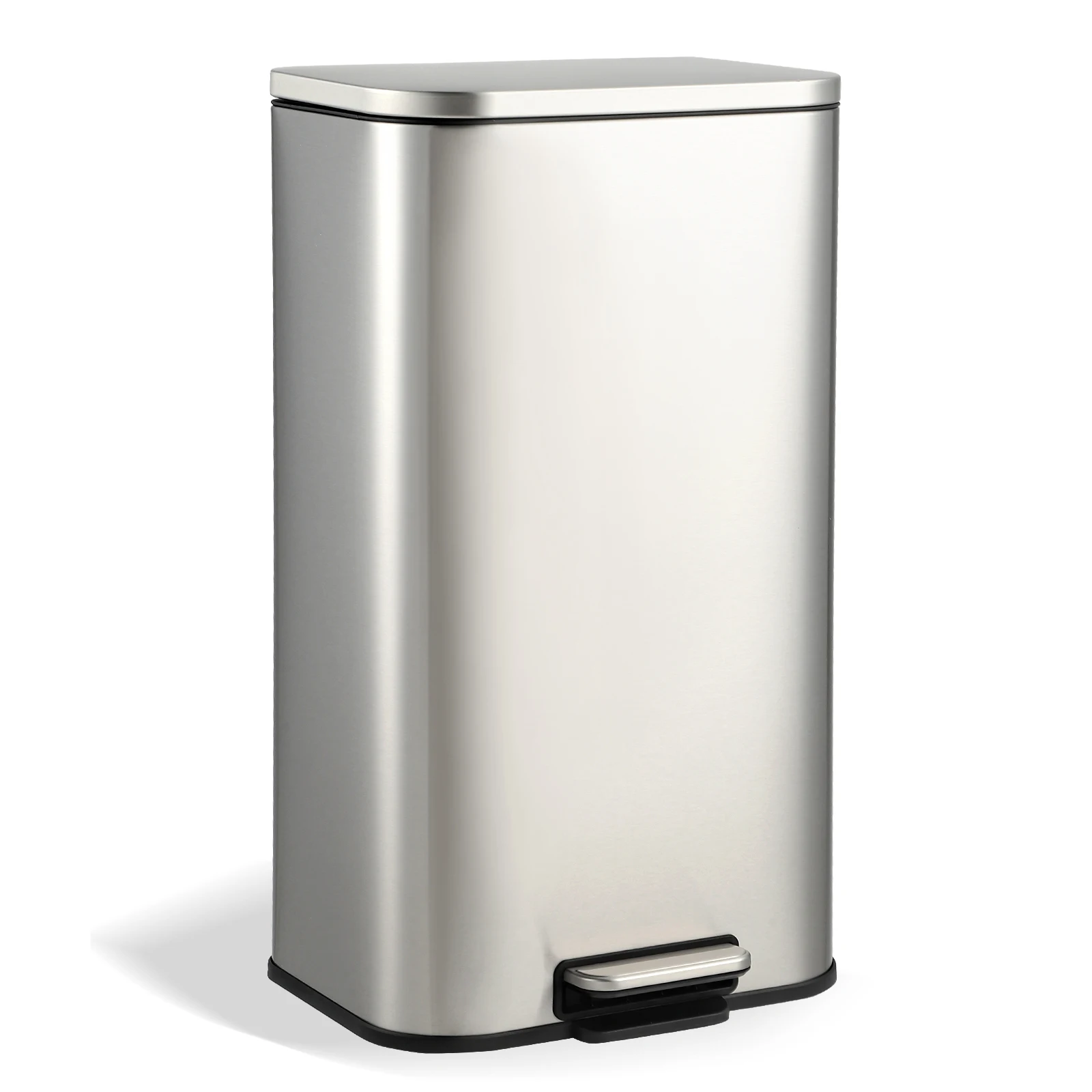 30L Space-Saving Rectangular Step Trash Can - Fingerprint-Proof Soft-Close Lid for Bathroom & Bedroom