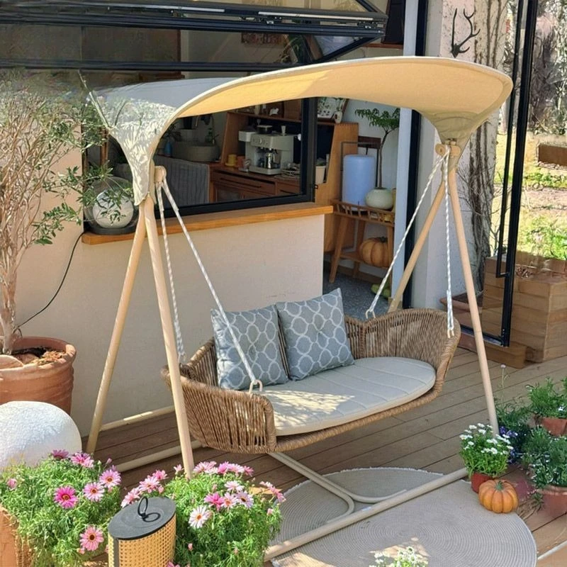 Outdoor courtyard, garden balcony, family double rocking chair Internet celebrity B & B