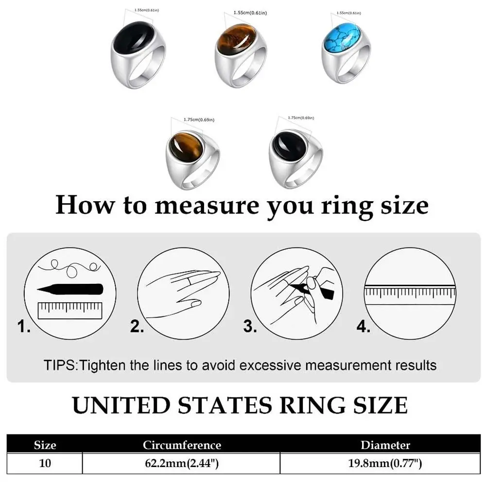 Aesthetic Stainless Steel Stone Eye Ring Jewelry Delicate Glaze Ring Exaggerated Vintage Oval Finger Ring Men