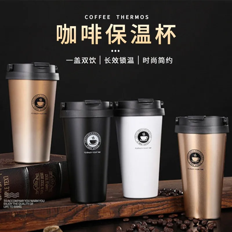 

500ml Insulated Travel Coffee Cup Double Wall Leak-Proof Thermos Mug Vacuum Stainless Steel Tea Tumbler with Lid and Handle