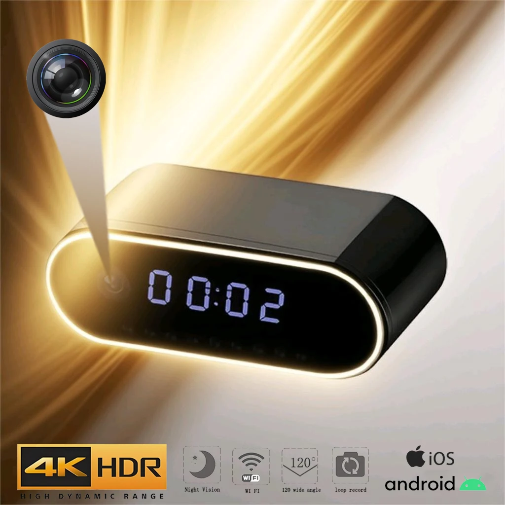 

4K HD WIFI Clock Camera 120degree Camera Micro Cam IR Night View Alarm Camcorder Digital Watch Video Mini DVR Oculta Small Cam
