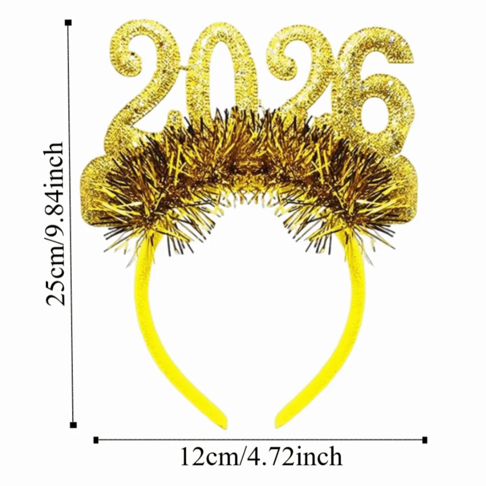الترتر 2026 سنة جديدة سعيدة عقال لطيف الإبداعية السنة الجديدة الزخرفية غطاء الرأس أغطية الرأس الملونة عيد الميلاد رباط شعر