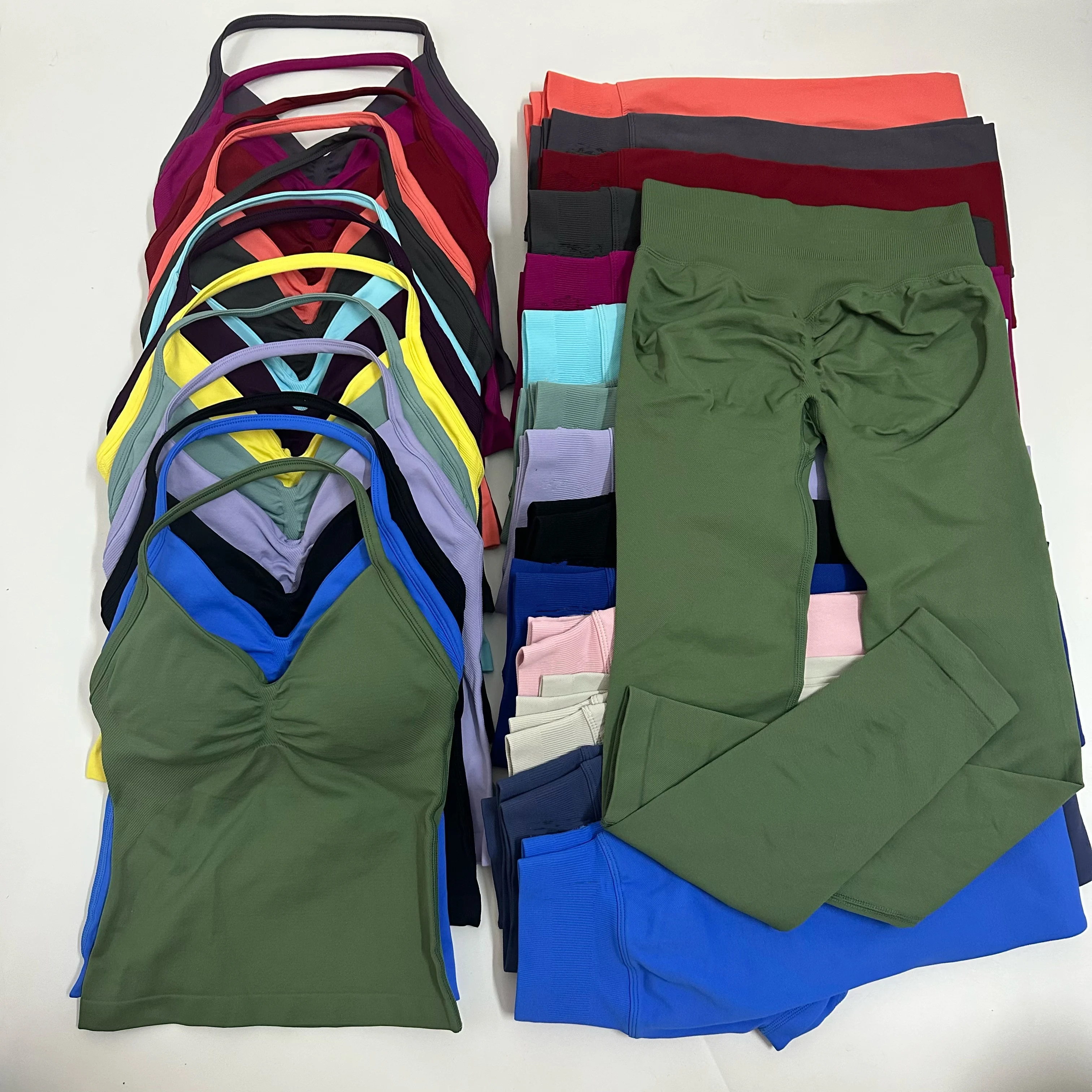 2Pcs Women's Gym Yoga Set Seamless High Waist Leggings Sports Bra Top Workout Outfit Fitness Activewear Runothes Outfit Yoga Set
